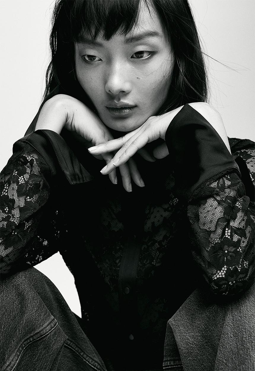 H&M - Lace shirt - black