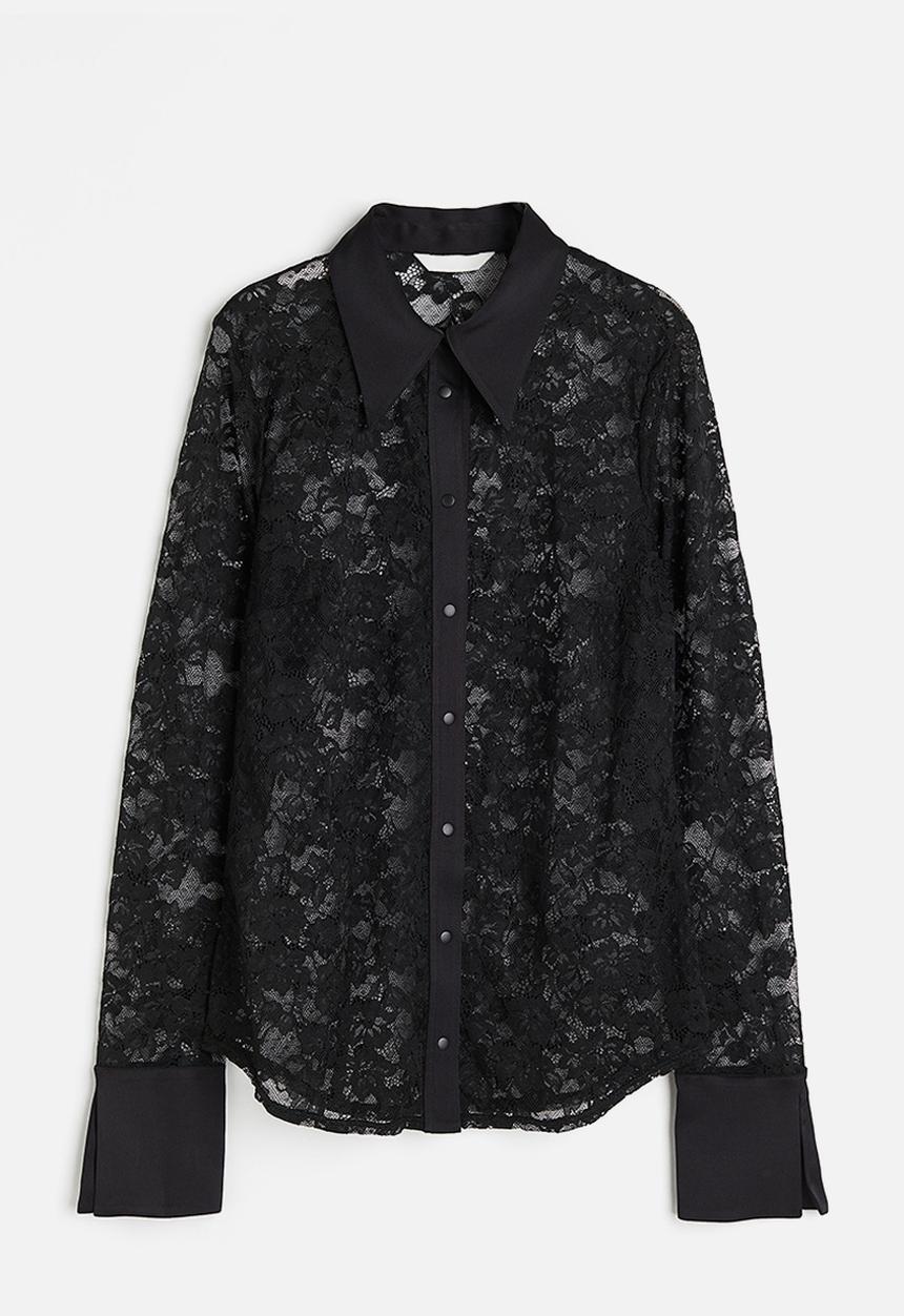 H&M - Lace shirt - black