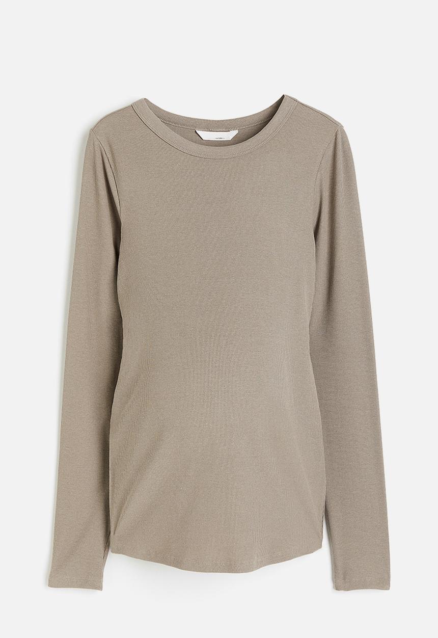 H&M - Mama ribbed jersey top - greige