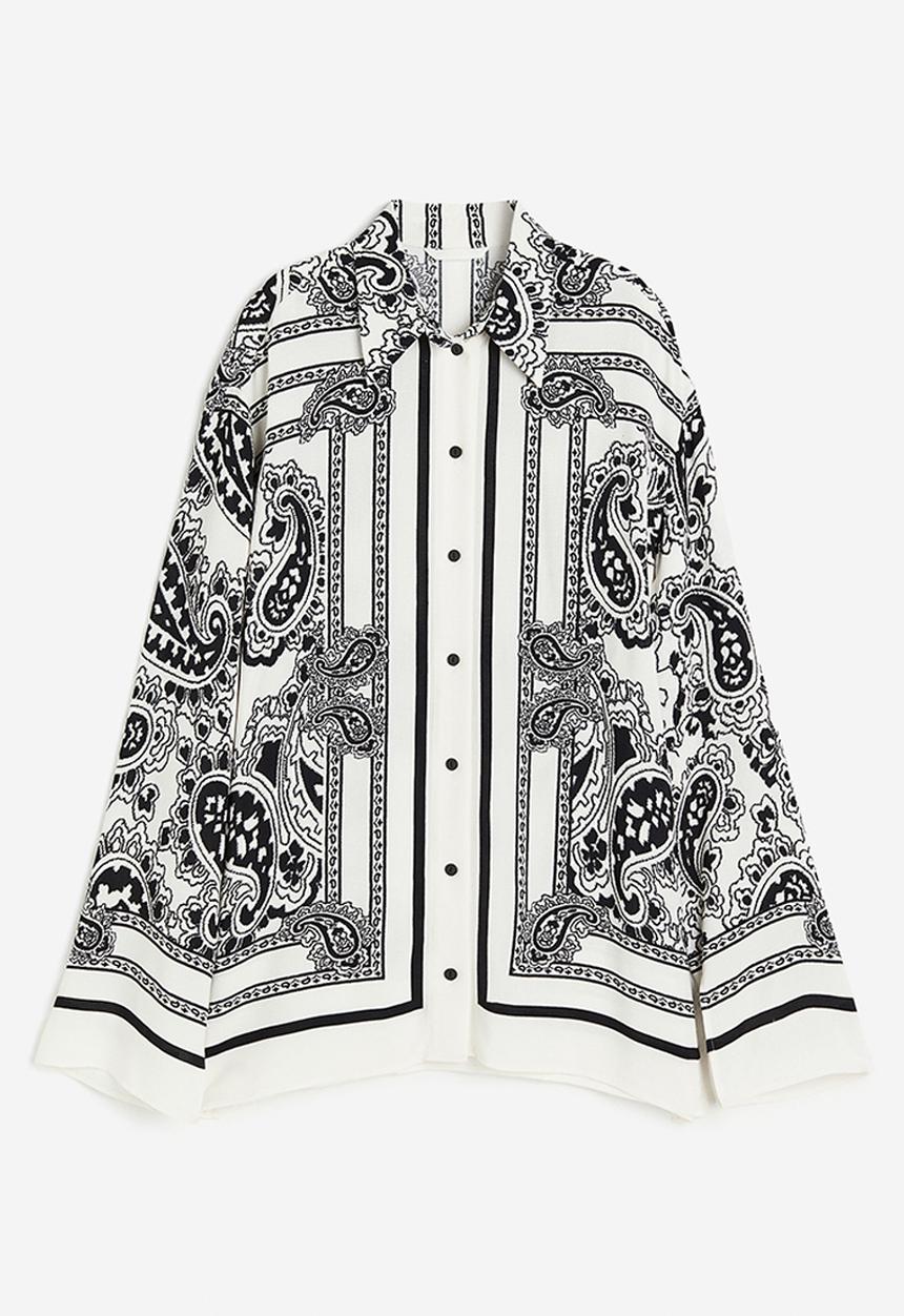 H&M - Patterned shirt - white paisley-patterned 
