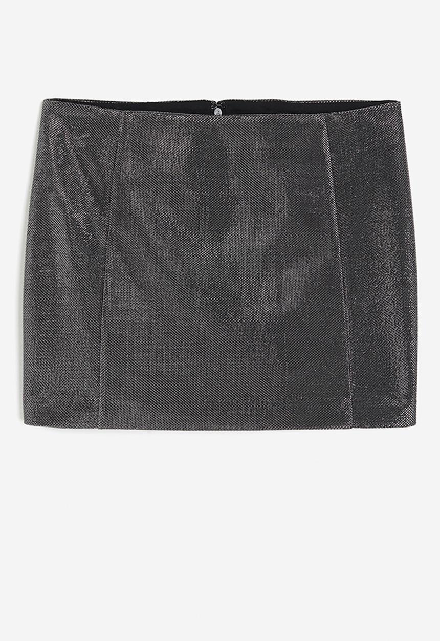 H&M - Shiny mini skirt - Black/Silver colour