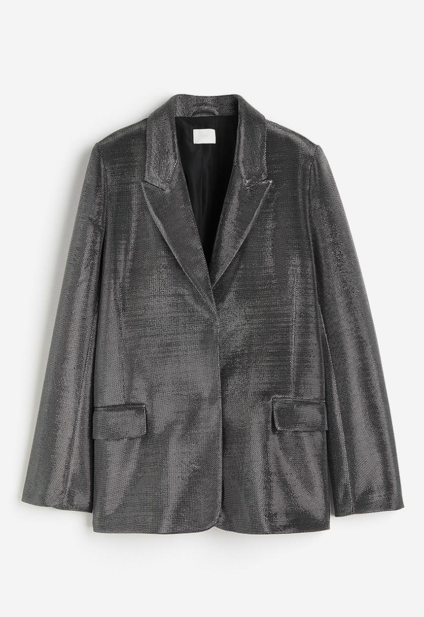 H&M - Shimmering blazer - Black Silver-coloured