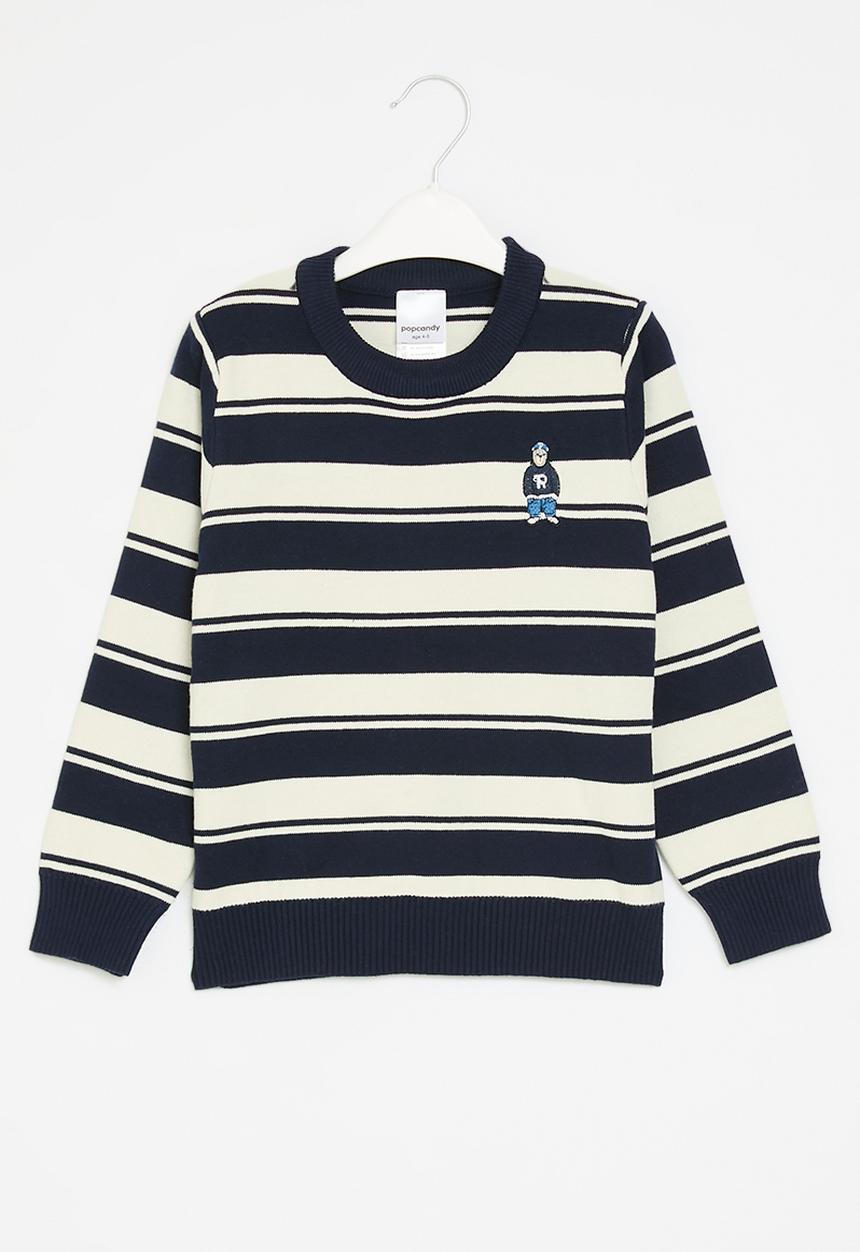 Pop Candy - Striped knit jersey - blue & white