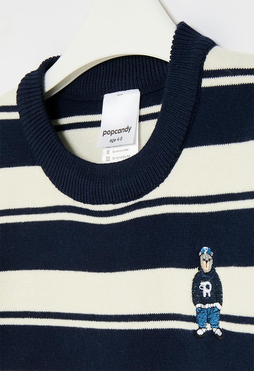 Pop Candy - Striped knit jersey - blue & white