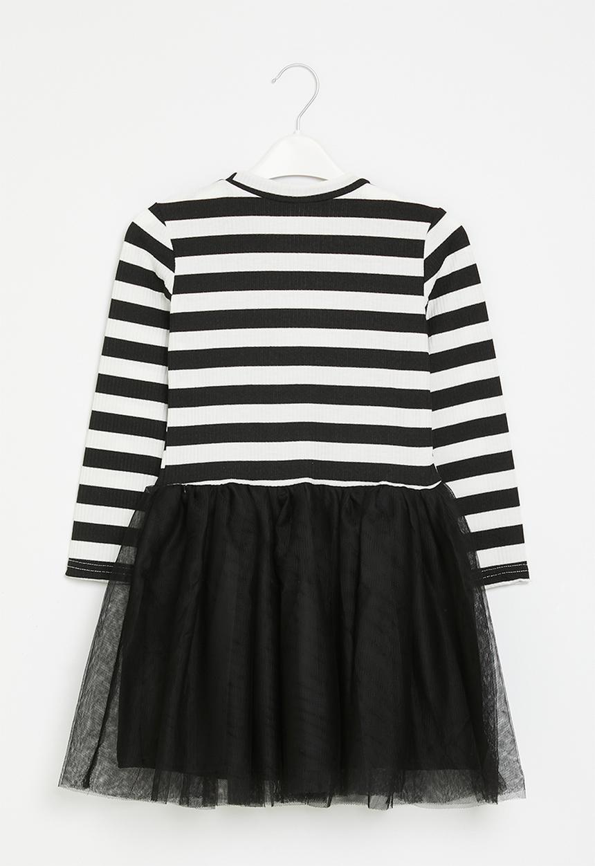 Pop Candy - Striped mesh dress - black & white