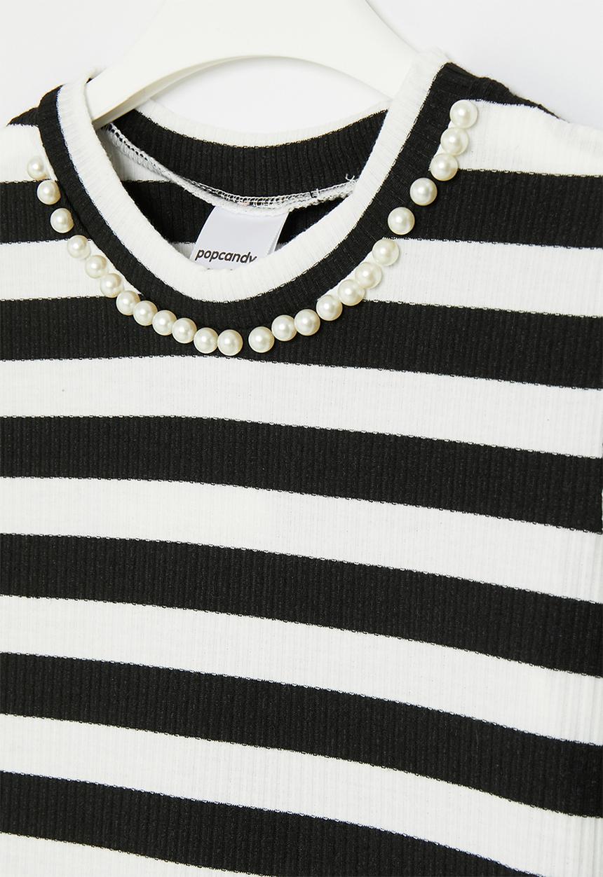 Pop Candy - Striped mesh dress - black & white