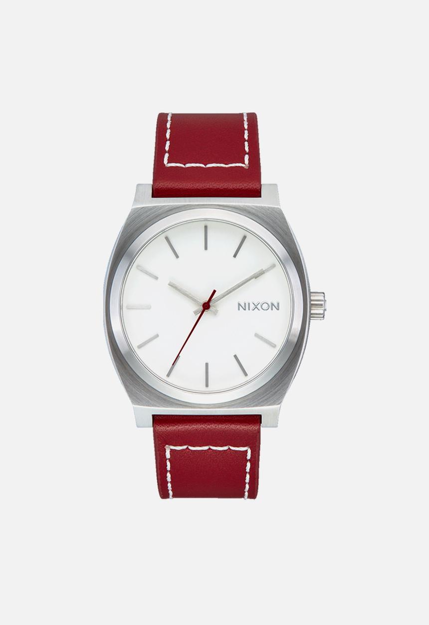Nixon - Time Teller Leather  - Silver / Egret / Cranberry