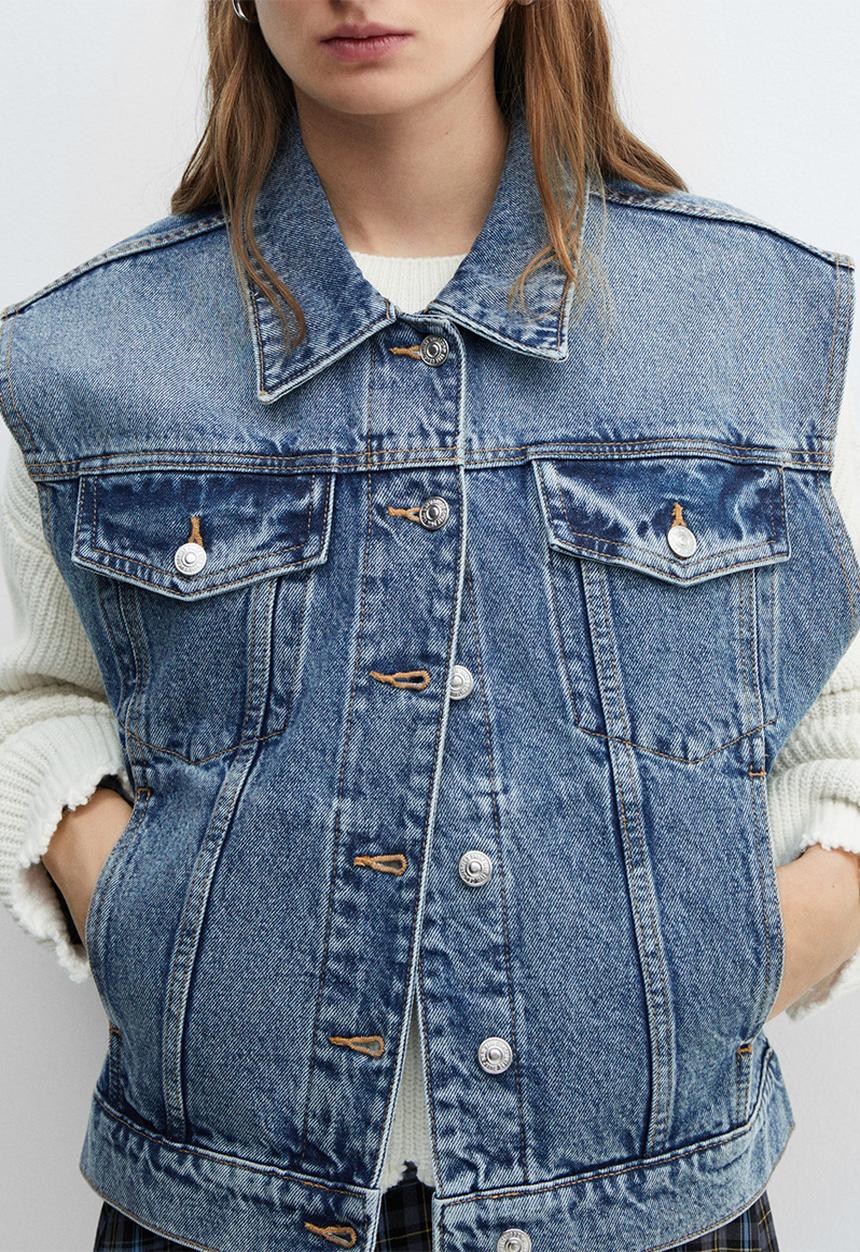 MANGO - Waistcoat kimberly - open-blue