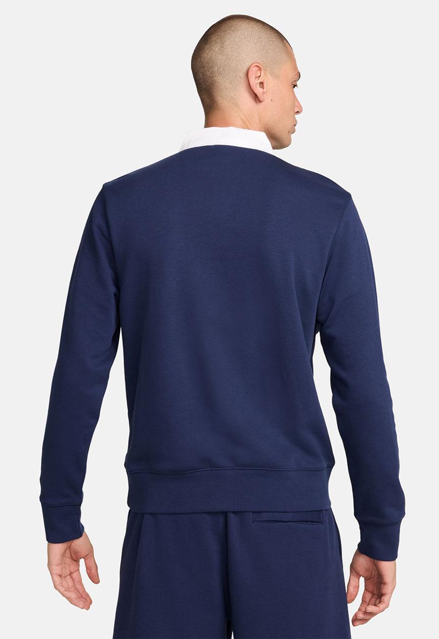 Nike - Club Fleece  Long-Sleeve Fleece Polo - Midnight Navy & White