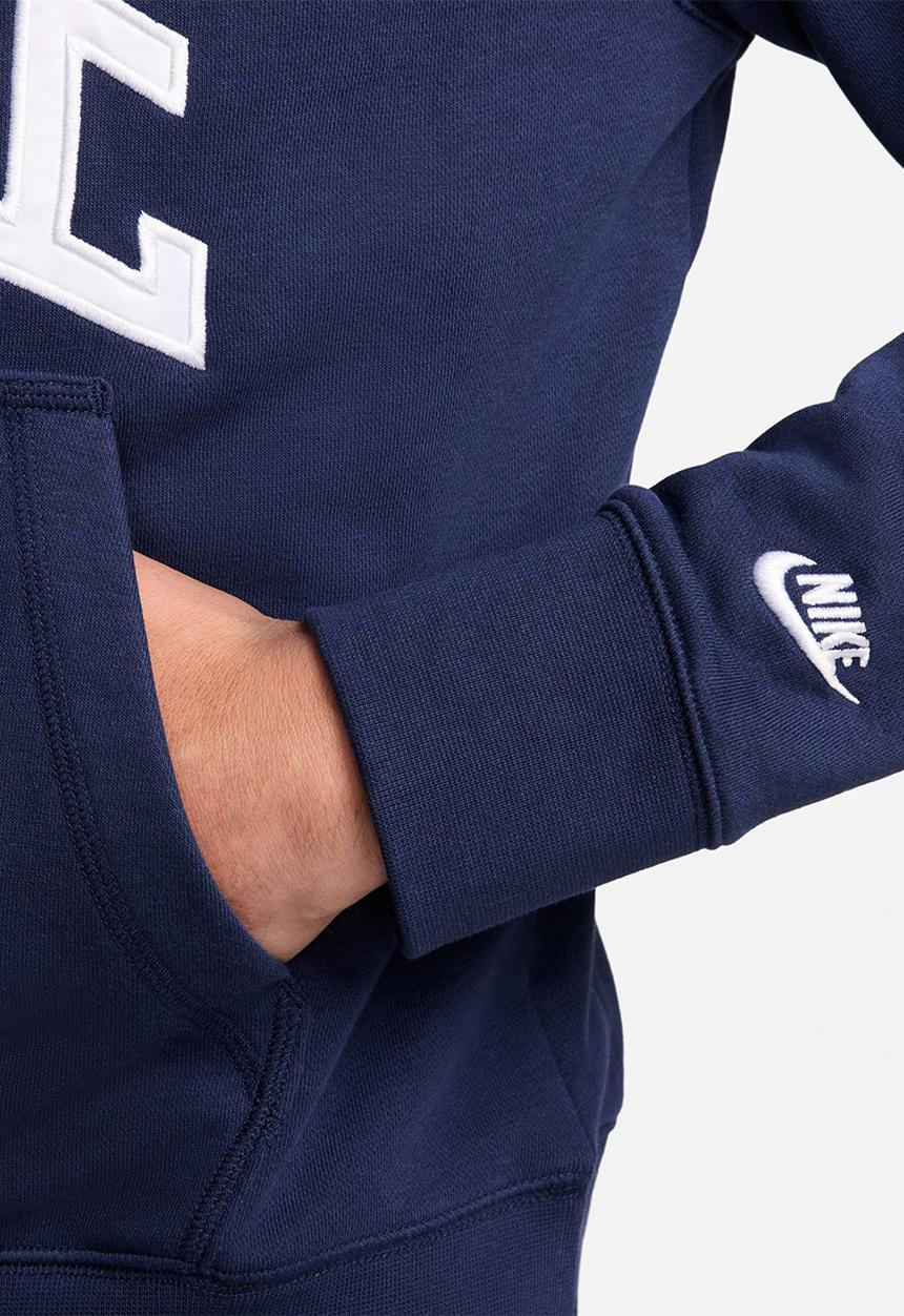 Nike - Club Fleece  Long-Sleeve Fleece Polo - Midnight Navy & White