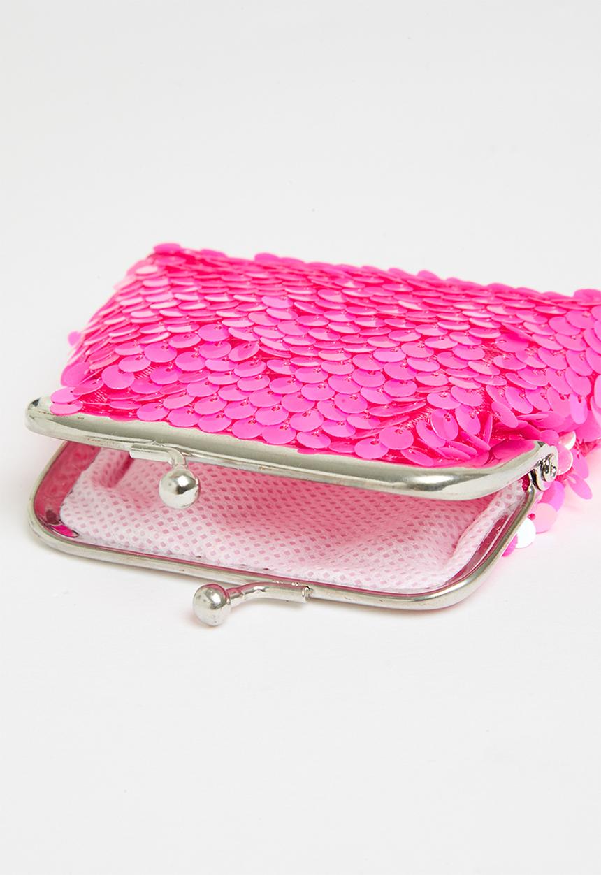 Pop Candy - Sequin purse-neon pink