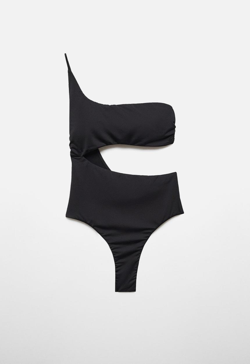 MANGO - Swimsuit with asymmetrical opening - black 