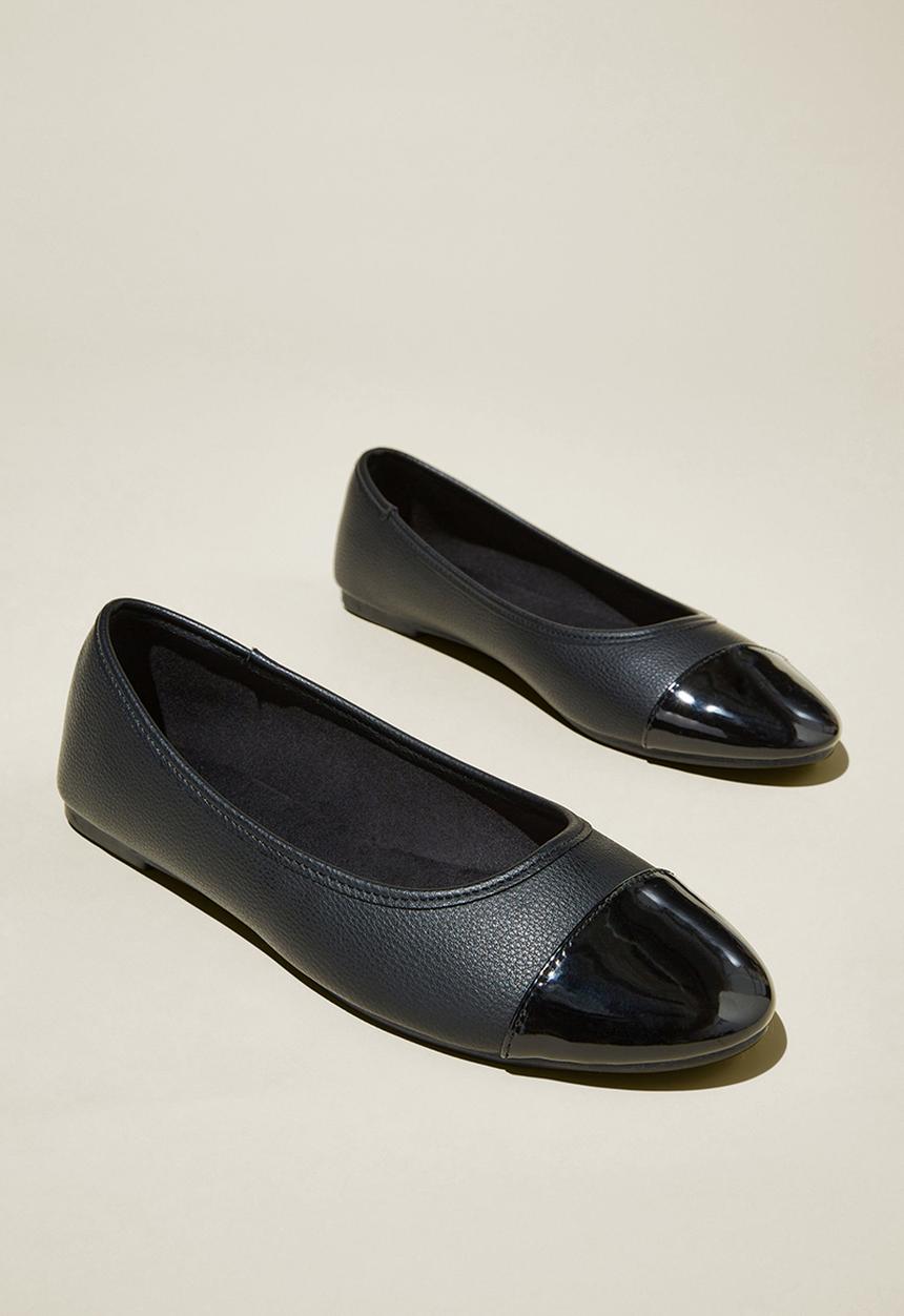 Cotton On - Emma ballerina - black pebbled vegan leather