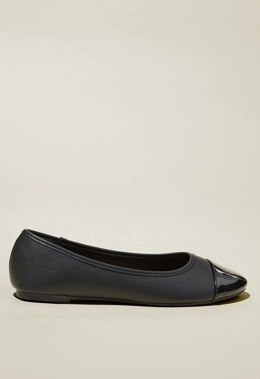 Cotton On - Emma ballerina - black pebbled vegan leather