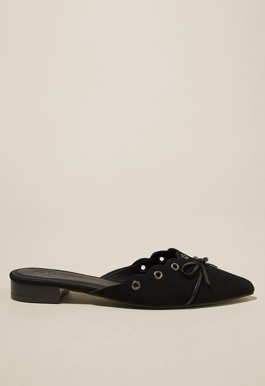 Cotton On - Bec point scallop mule - black micro