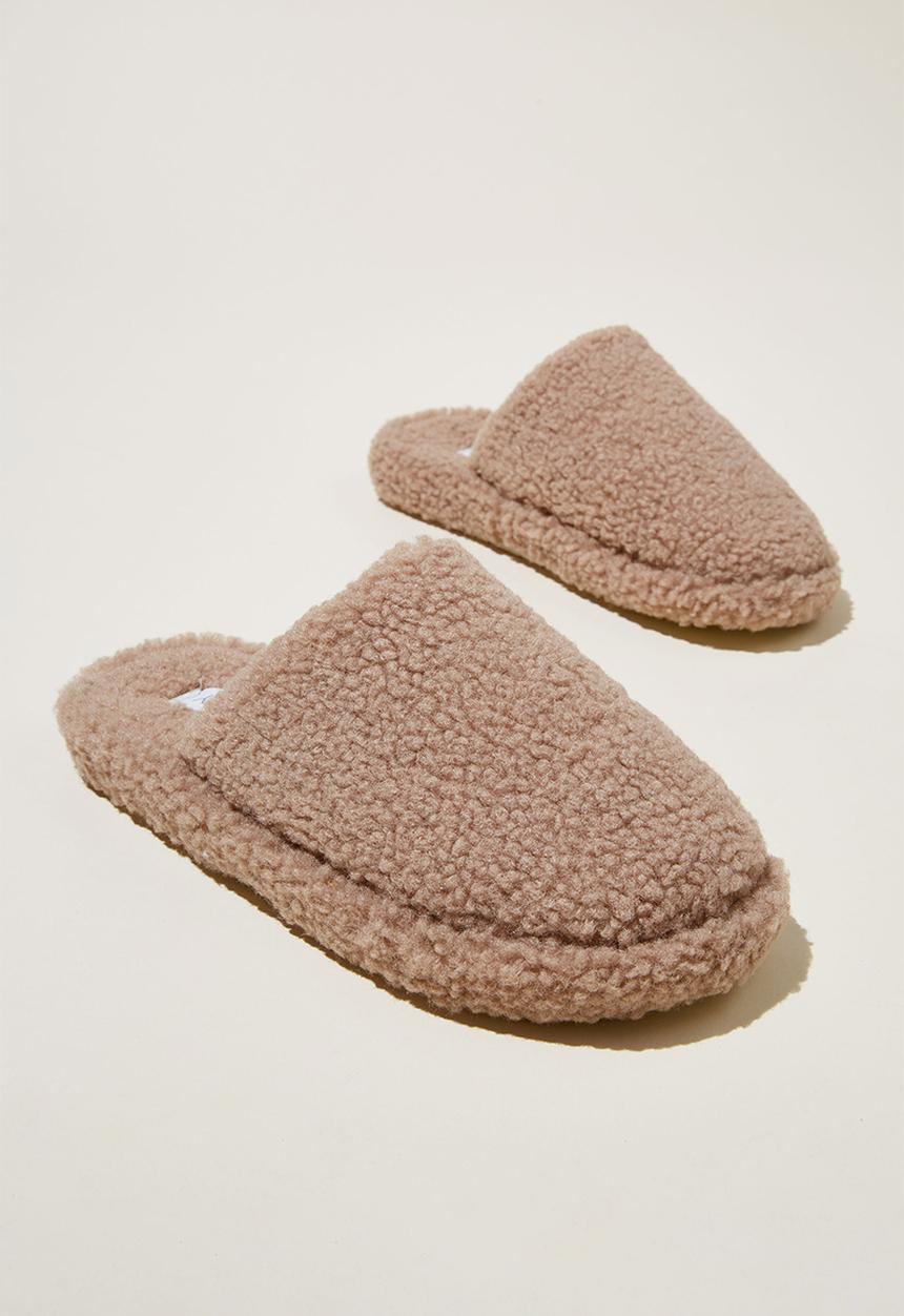 Cotton On - Cosy teddy scuff - chocolate