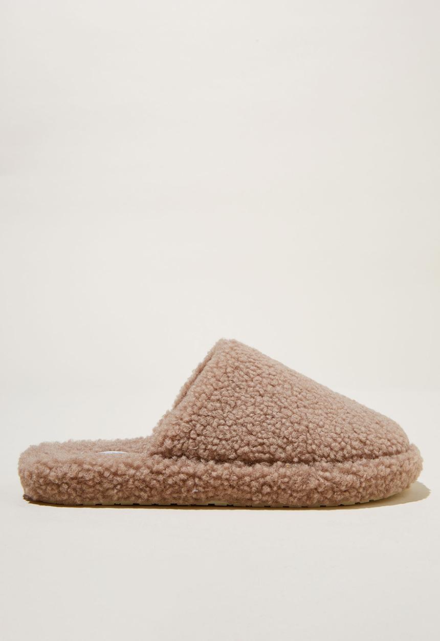 Cotton On - Cosy teddy scuff - chocolate