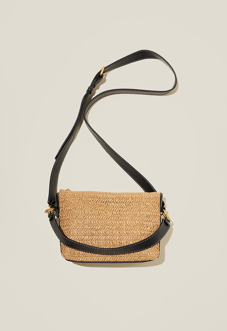 Rubi - Tilly textured cross body bag - black & natural woven