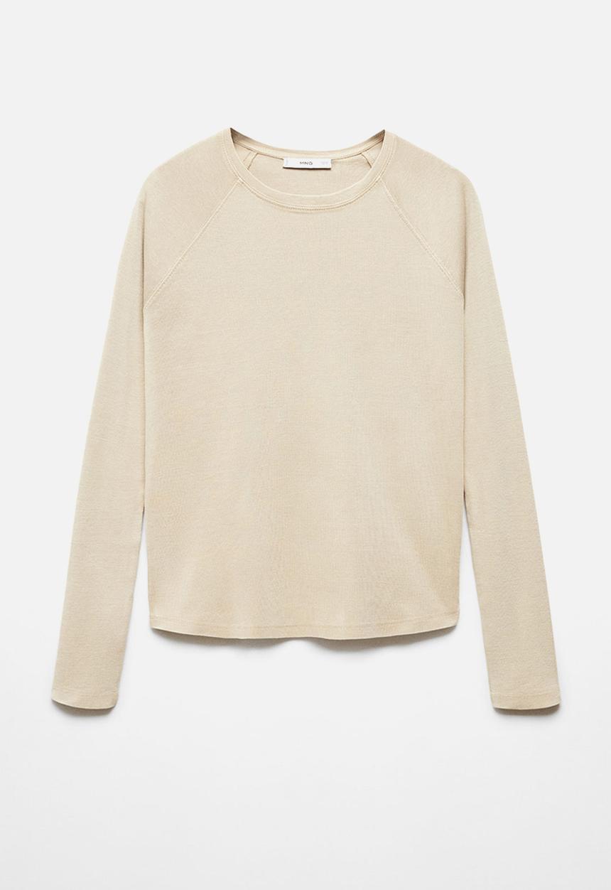 MANGO - T-shirt lavi - light pastel beige
