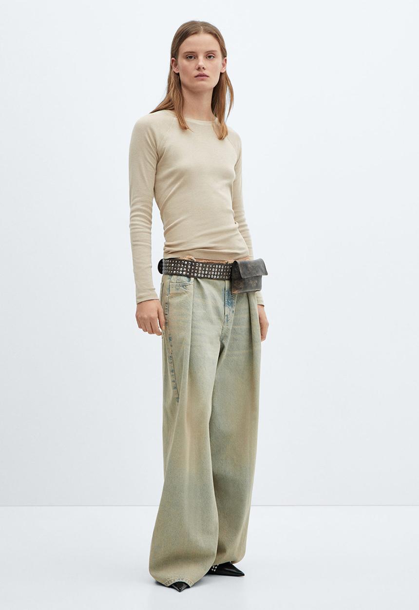 MANGO - T-shirt lavi - light pastel beige
