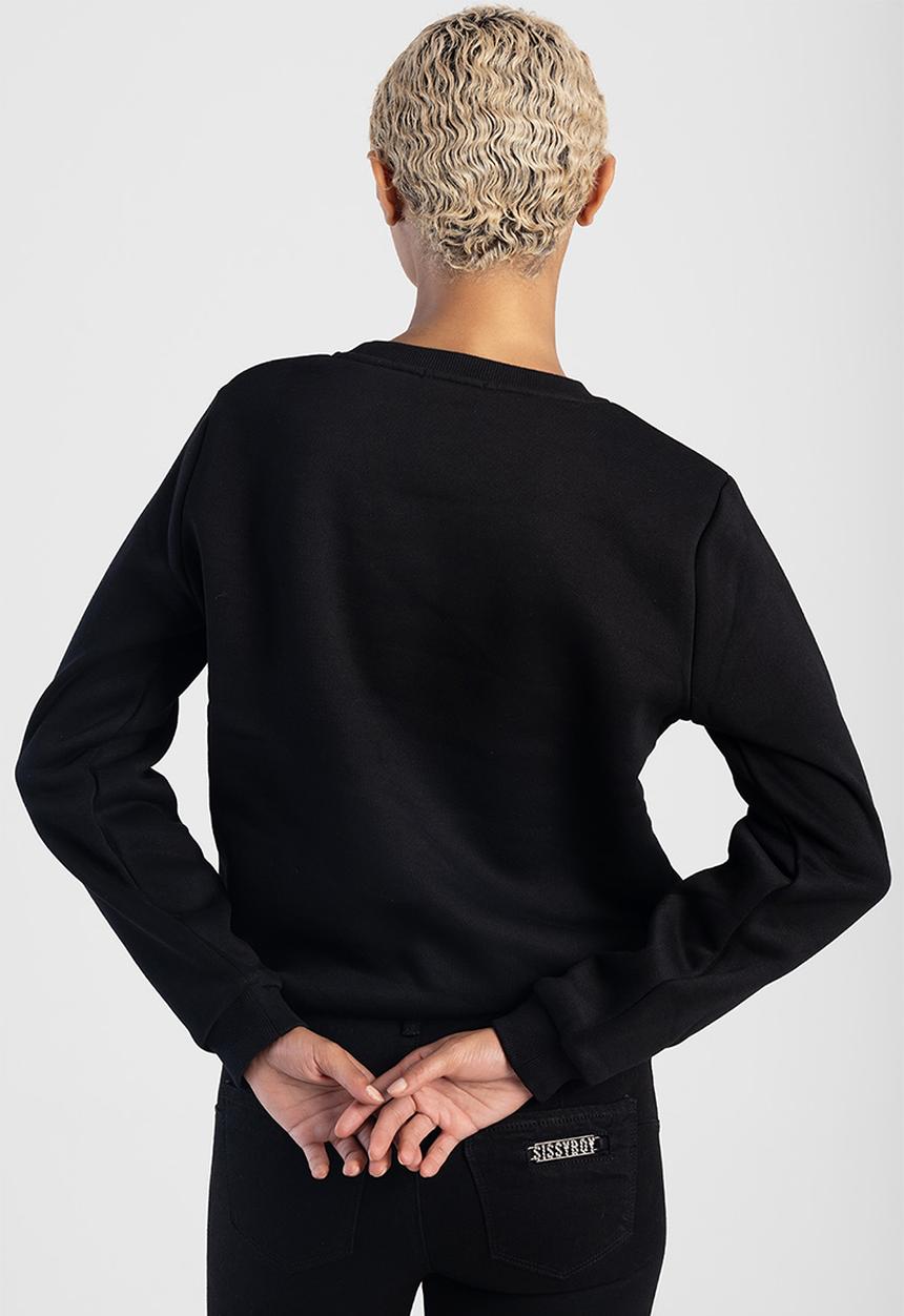 SISSY BOY - Printed And Gold Stud Logo Sweat Top - Black
