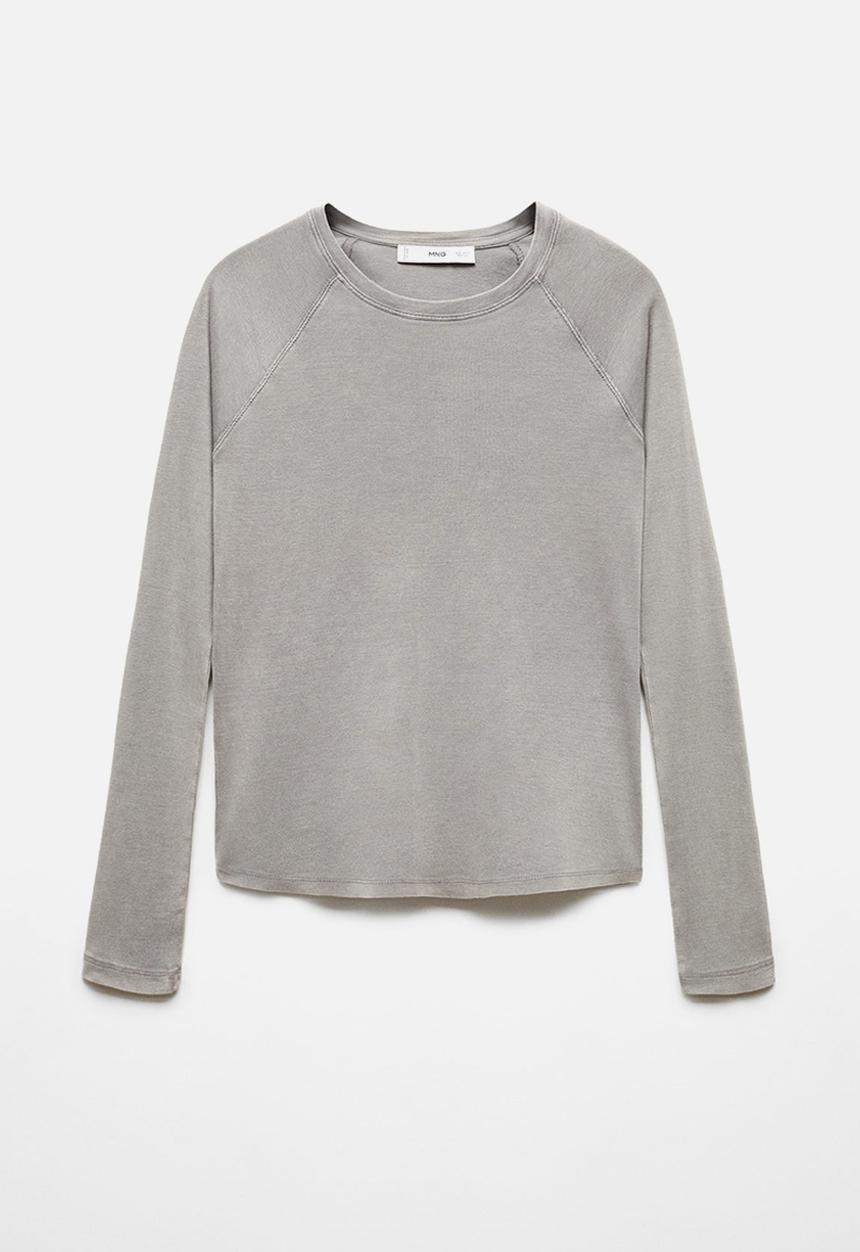 MANGO - T-shirt lavi - medium gray