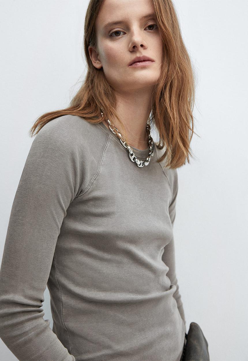 MANGO - T-shirt lavi - medium gray