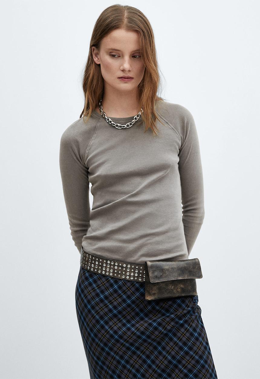 MANGO - T-shirt lavi - medium gray