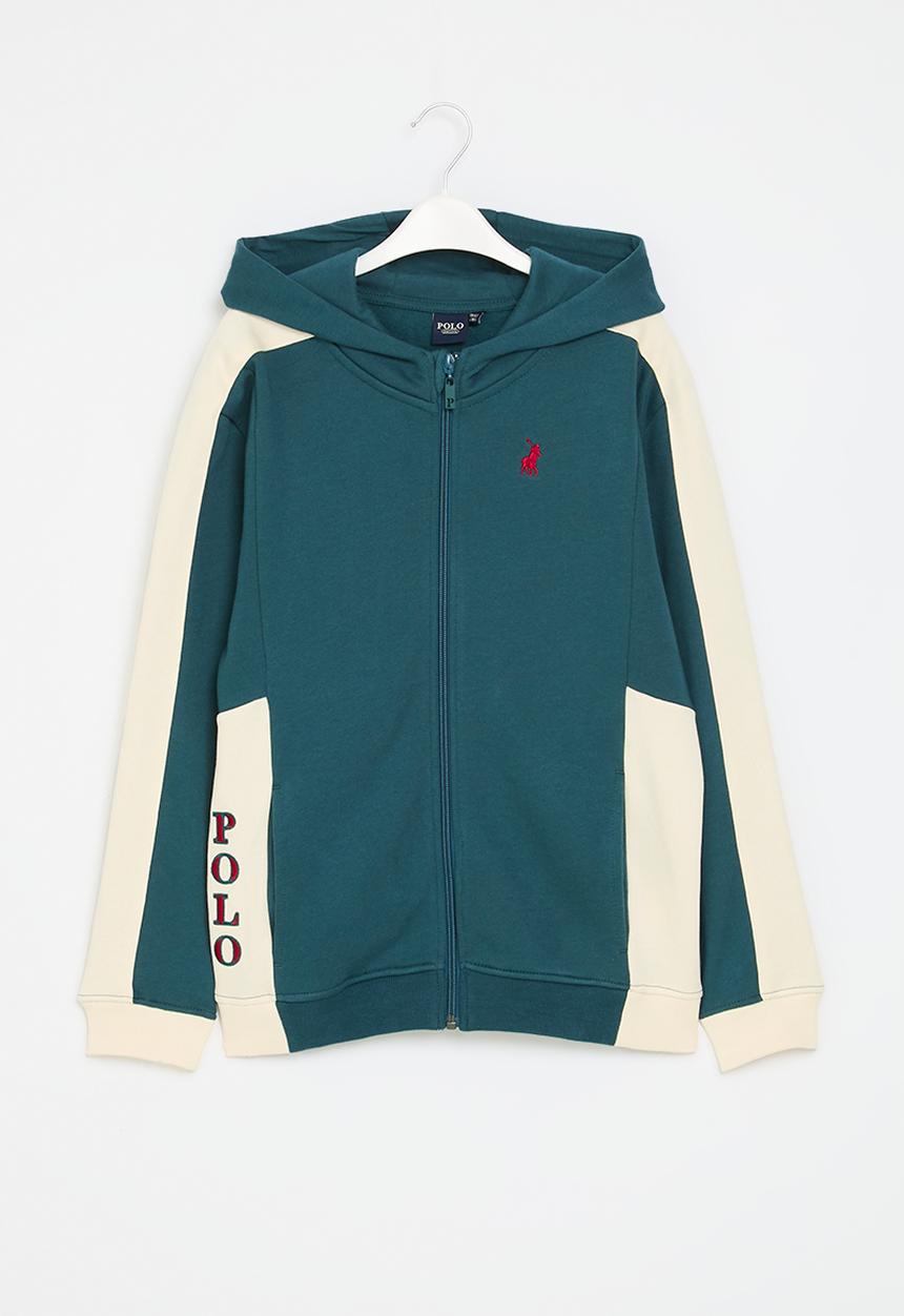 POLO - Boys griffin colour blocked zip thru hoody - teal