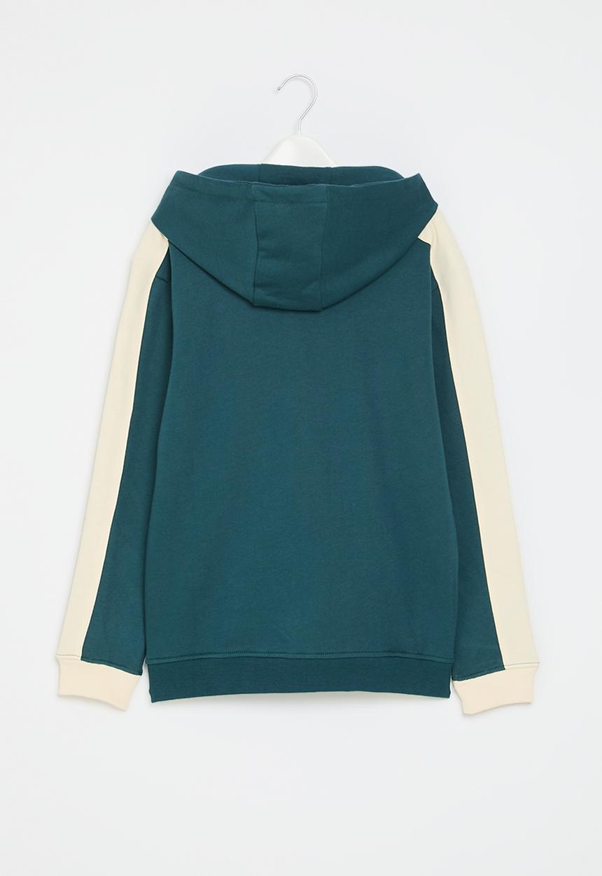 POLO - Boys griffin colour blocked zip thru hoody - teal