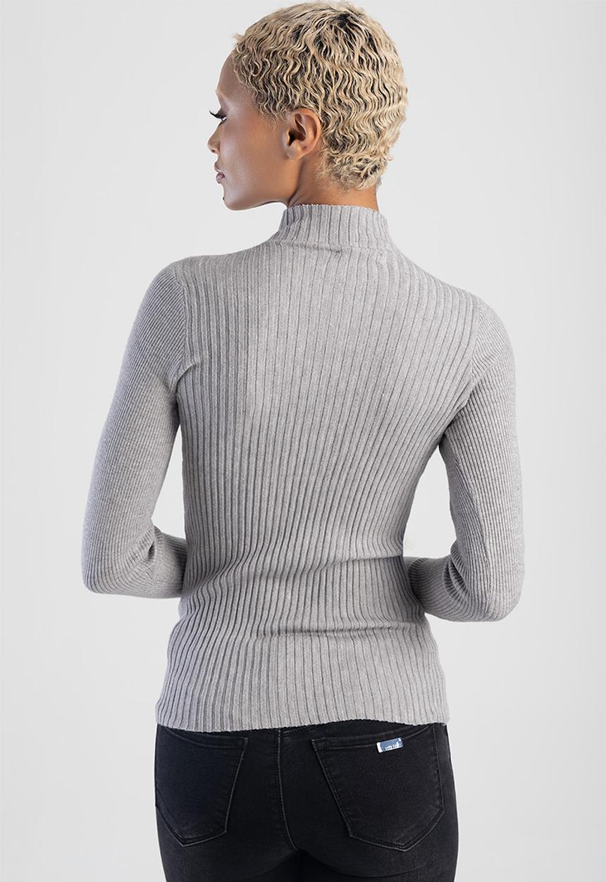 SISSY BOY - Holy Diamante Turtle Top - Grey Melange/ Silver
