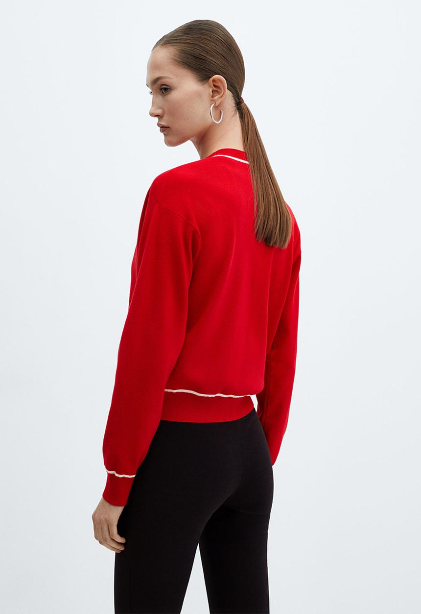 MANGO - Cardigan piping - red