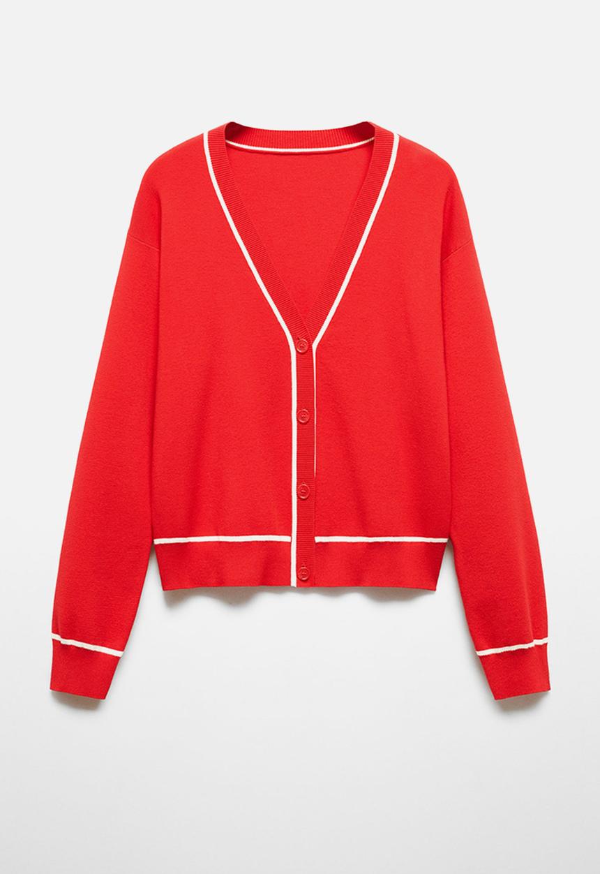 MANGO - Cardigan piping - red