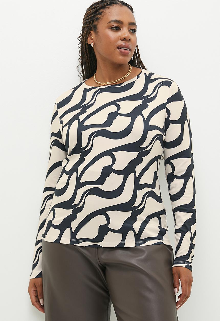 edit - Printed tee - choc tobacco swirl