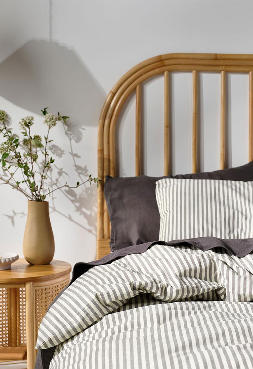 Linen House - Stripe yarndye duvet cover set - charcoal