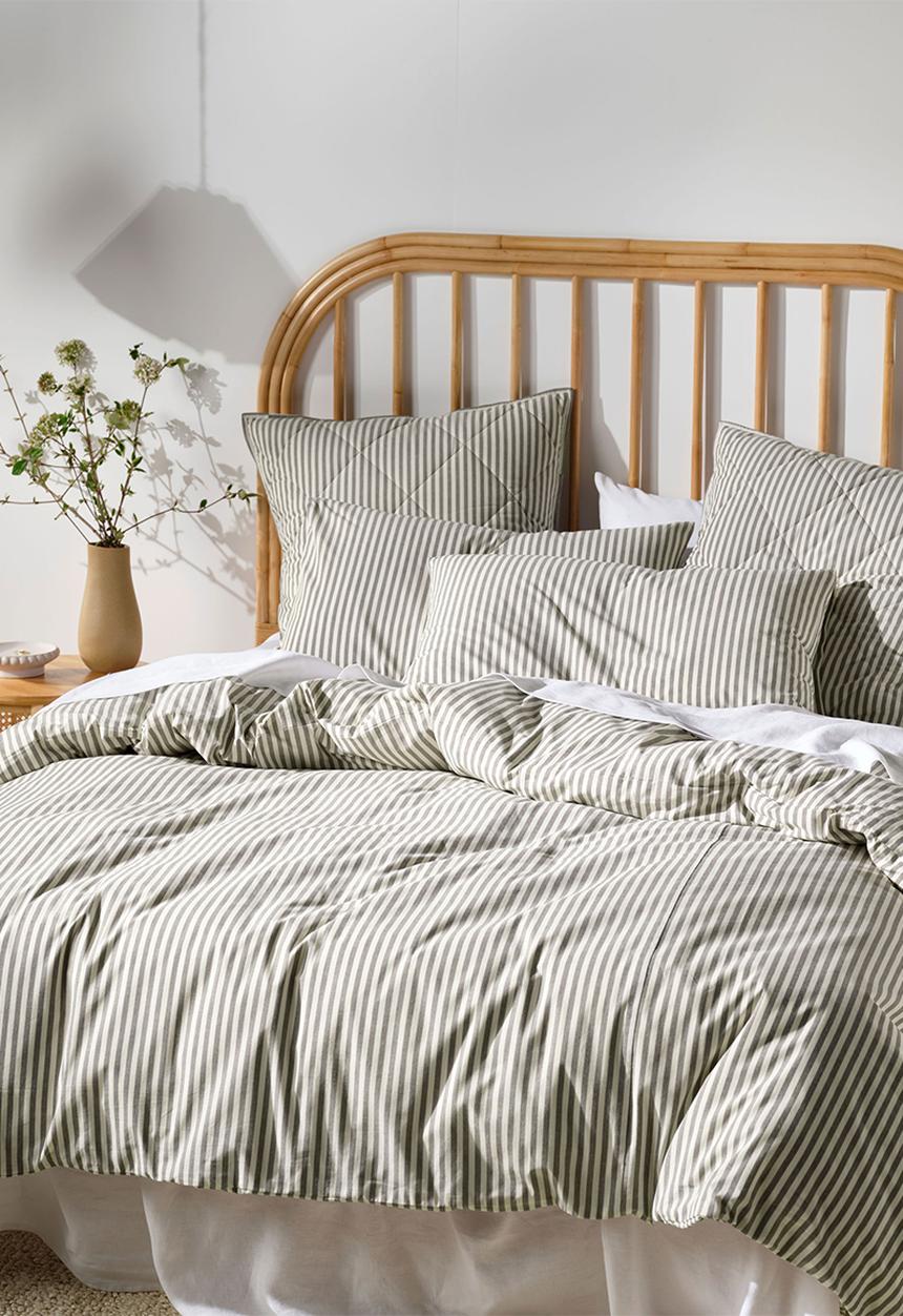 Linen House - Stripe yarndye duvet cover set - charcoal