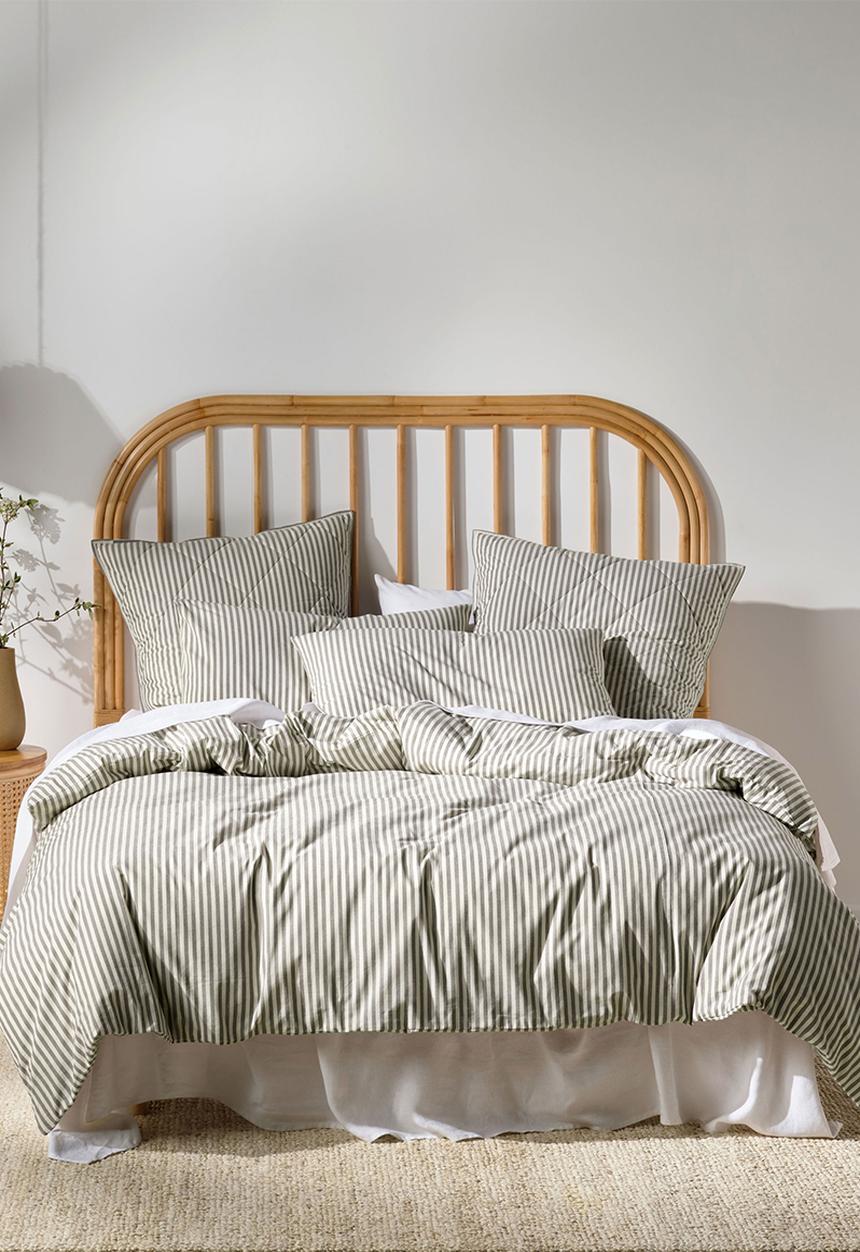 Linen House - Stripe yarndye duvet cover set - charcoal