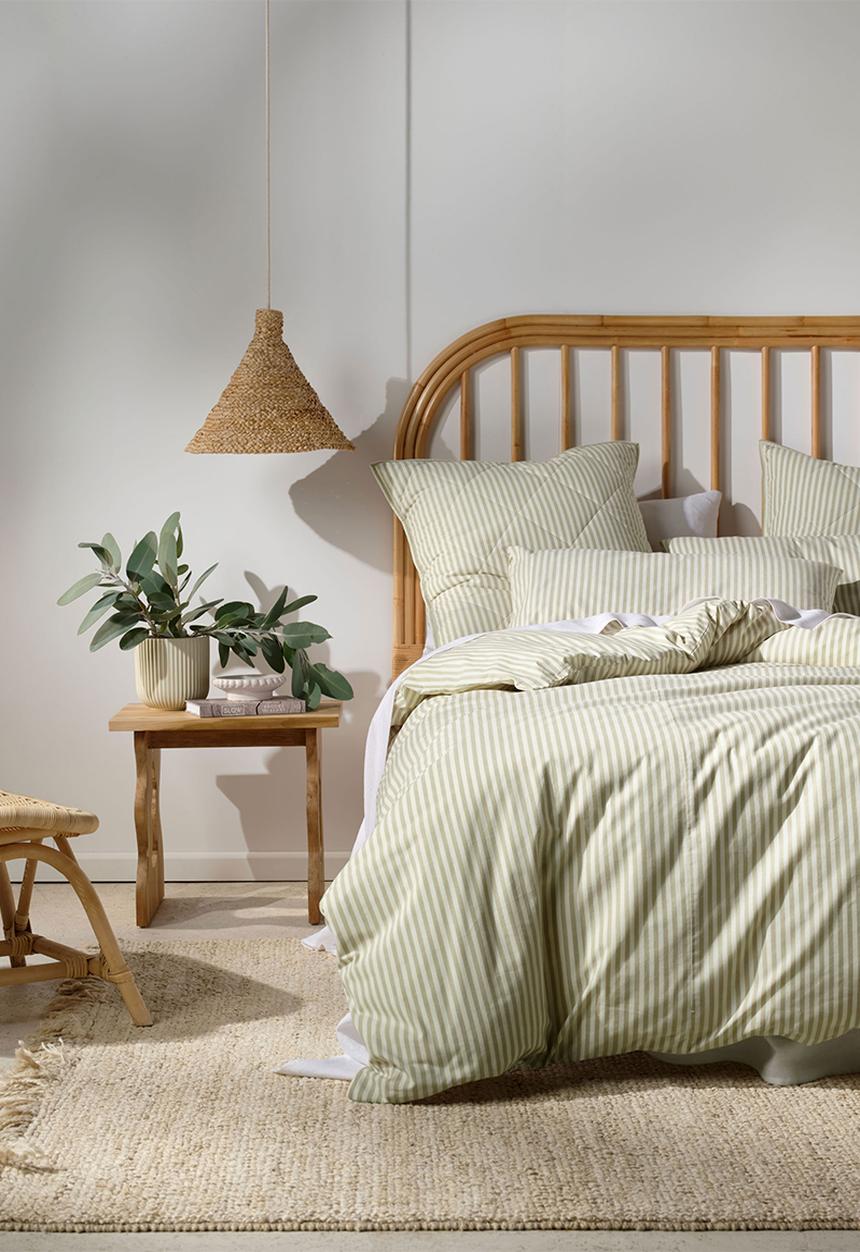 Linen House - Yarn dye stripe duvet cover set - pebble