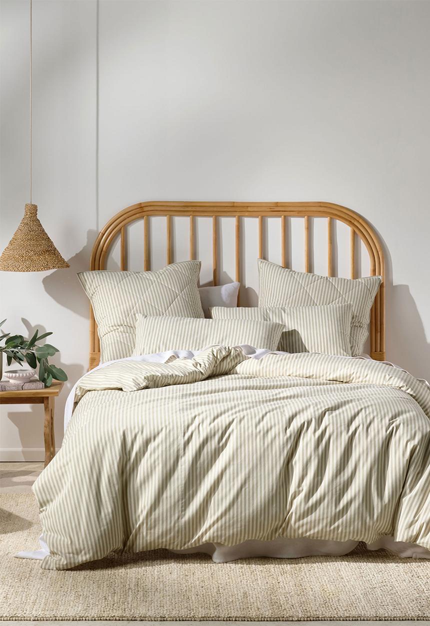 Linen House - Yarn dye stripe duvet cover set - pebble