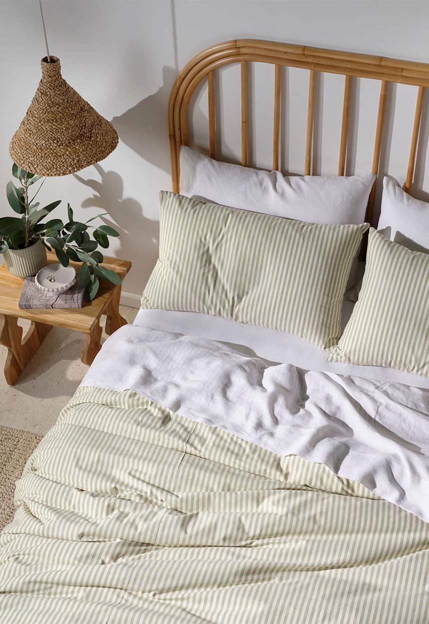 Linen House - Yarn dye stripe duvet cover set - pebble