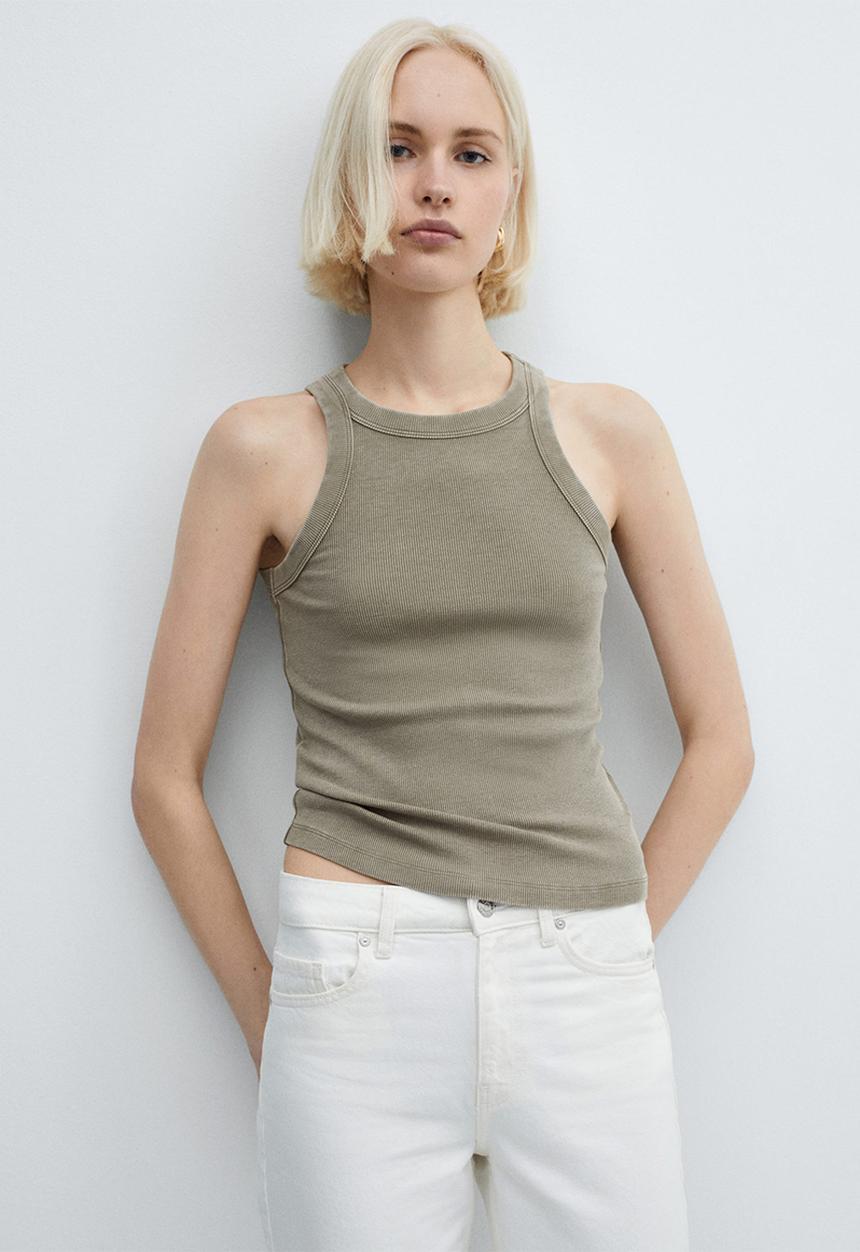 MANGO - Top boniw - beige/khaki