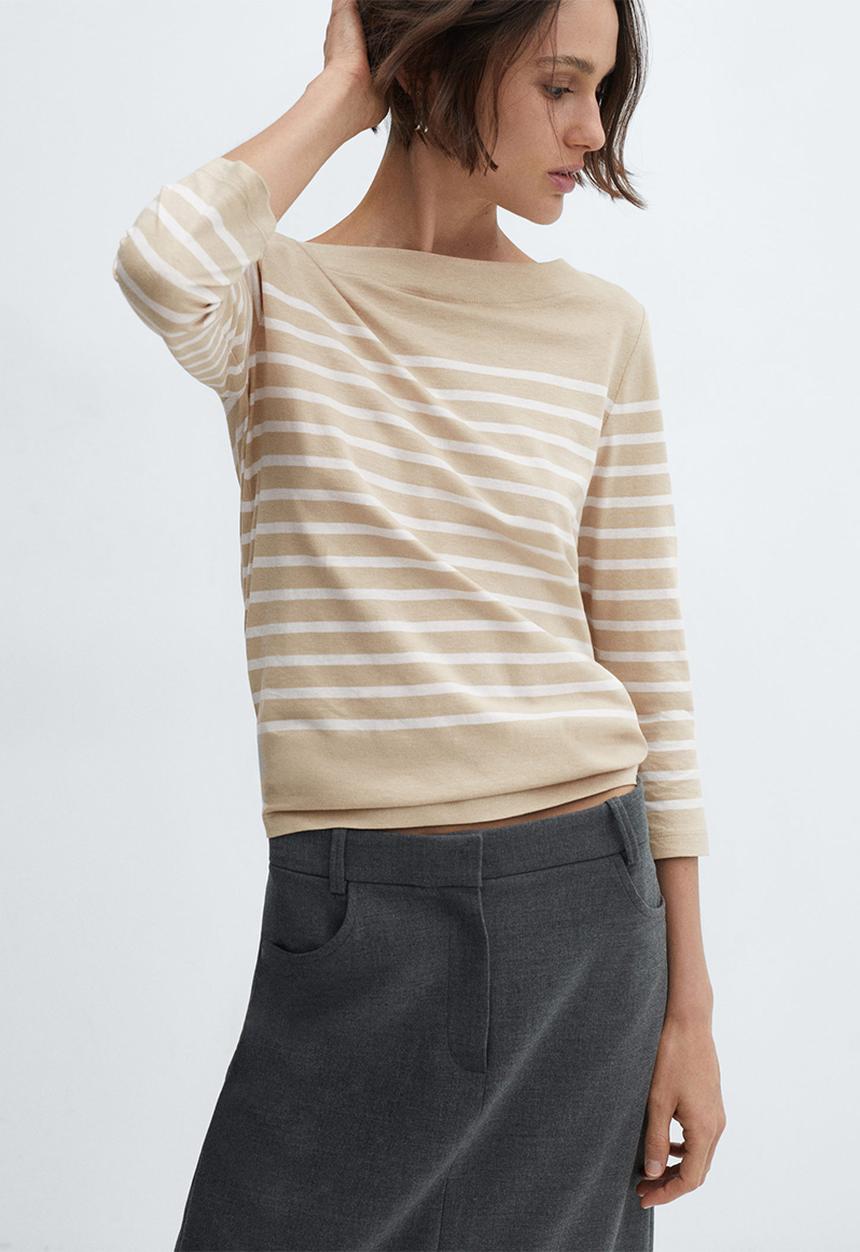 MANGO - T-shirt parisian - light pastel beige