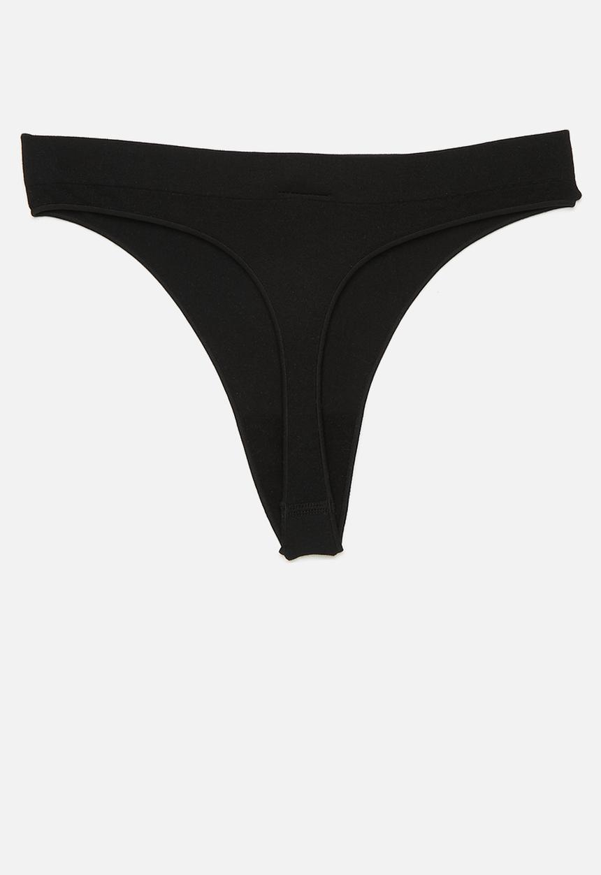 Cotton On - Seamless High Cut G String Brief 2Pk - Black Debossed/White Debossed