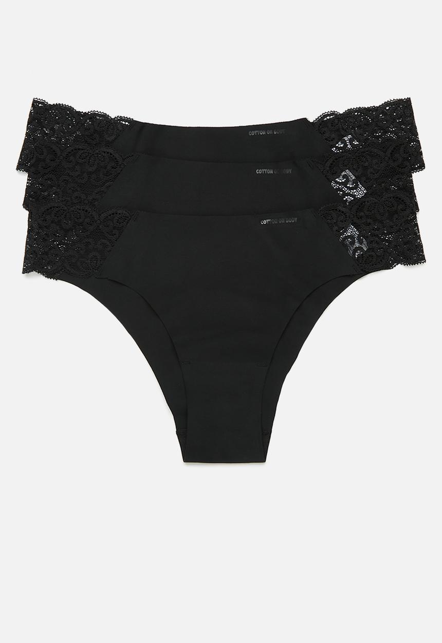 Cotton On - Party Pants Seamless Brasiliano Brief 3 Pack - Black/Black/Black