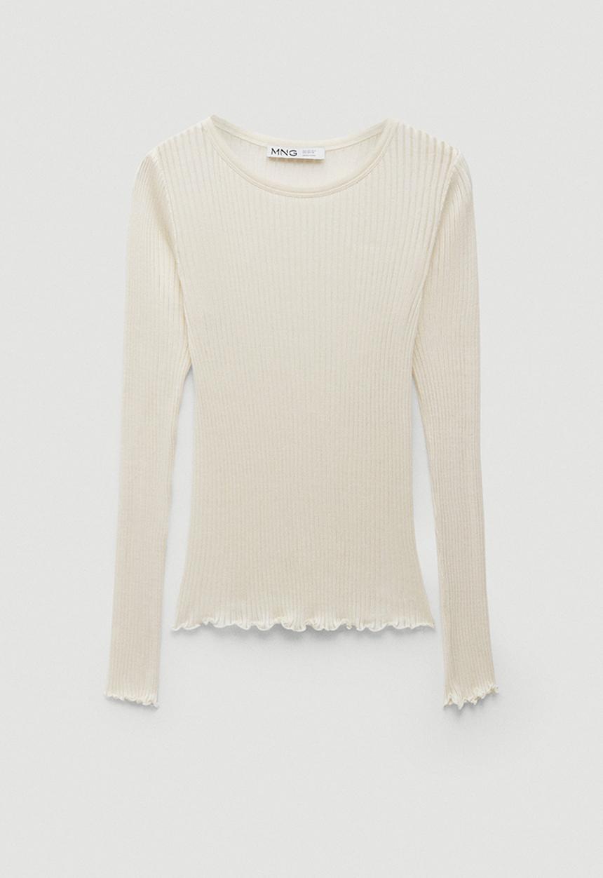 MANGO - T-shirt seda - white