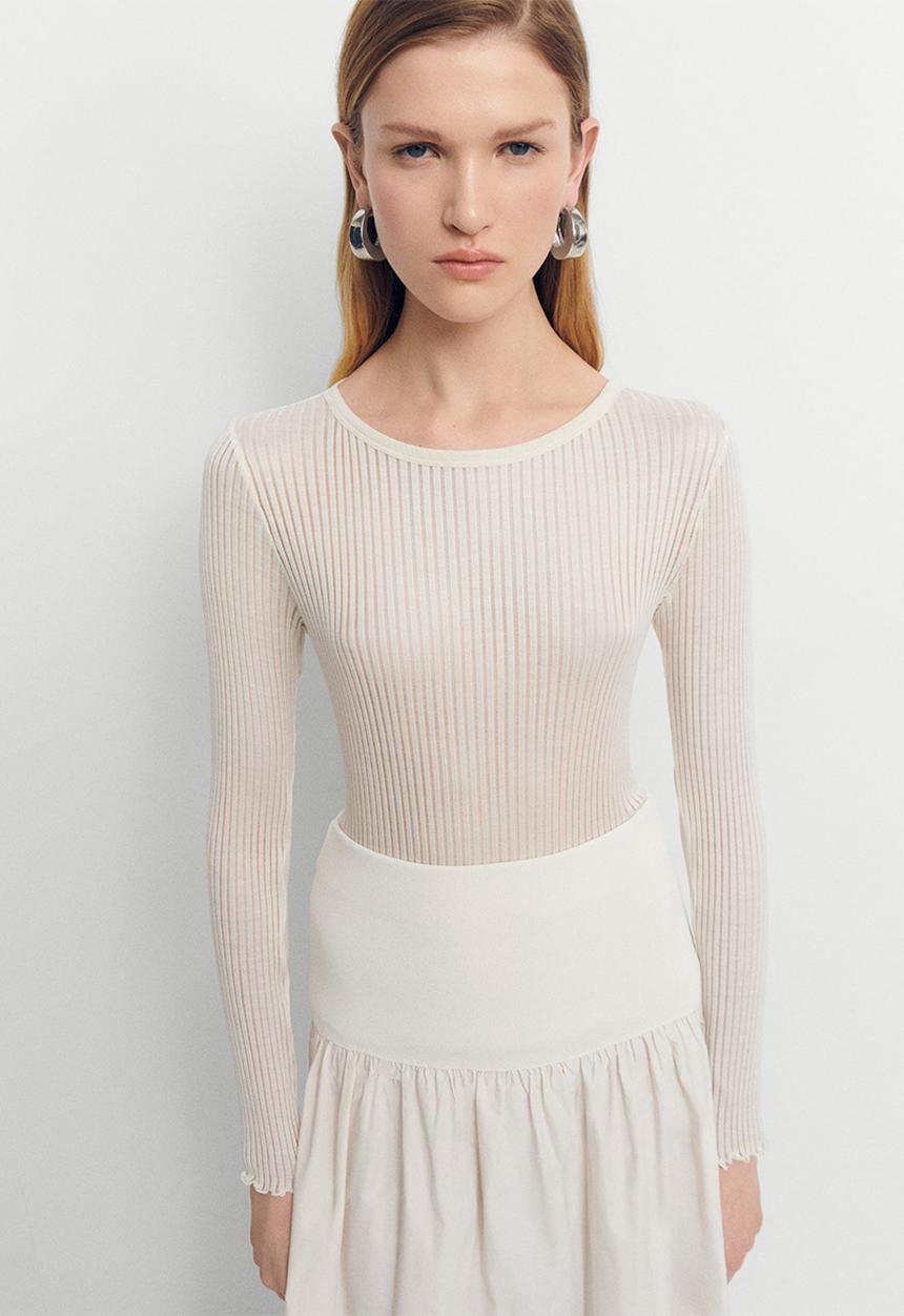 MANGO - T-shirt seda - white