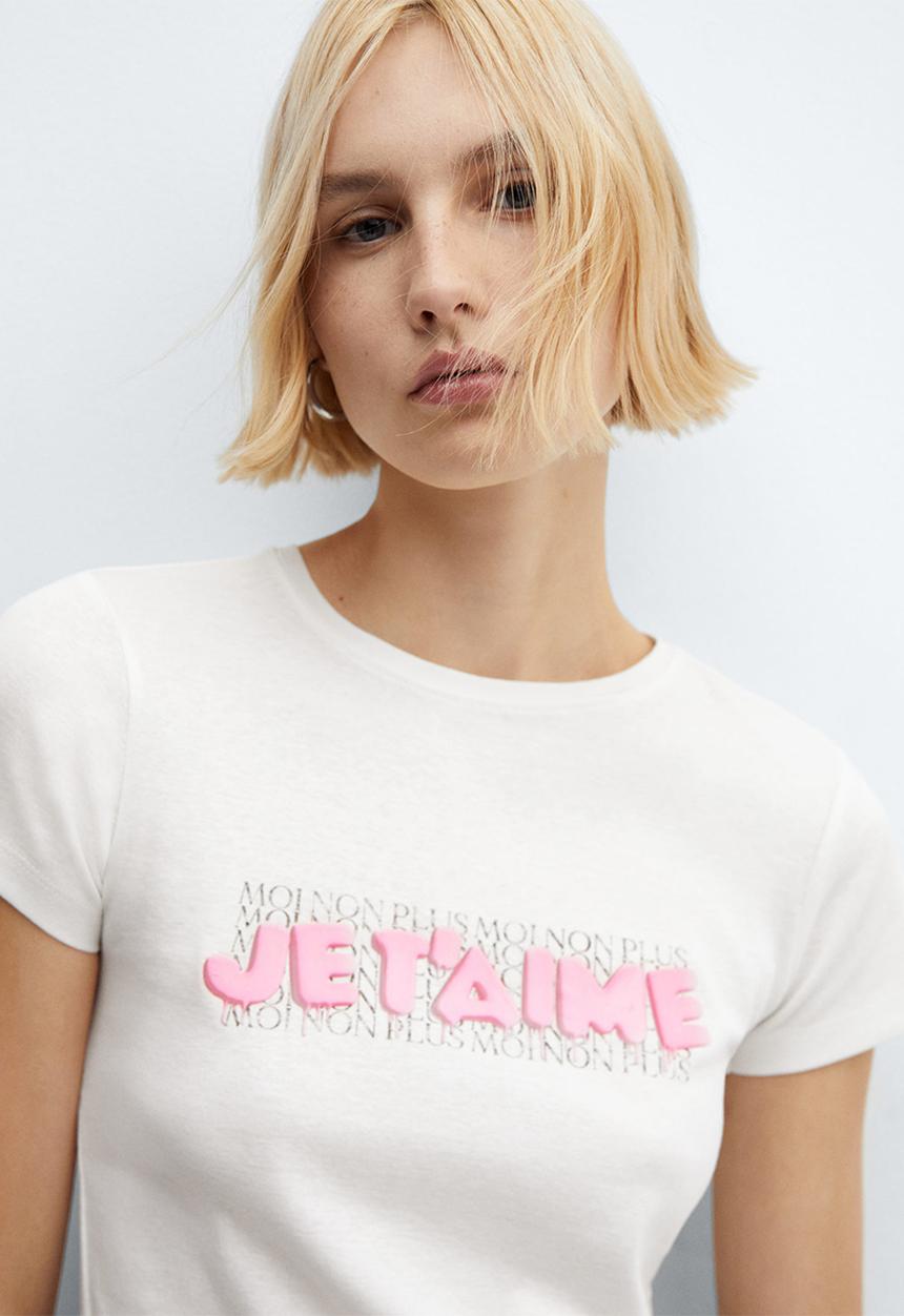 MANGO - T-shirt kiss - white