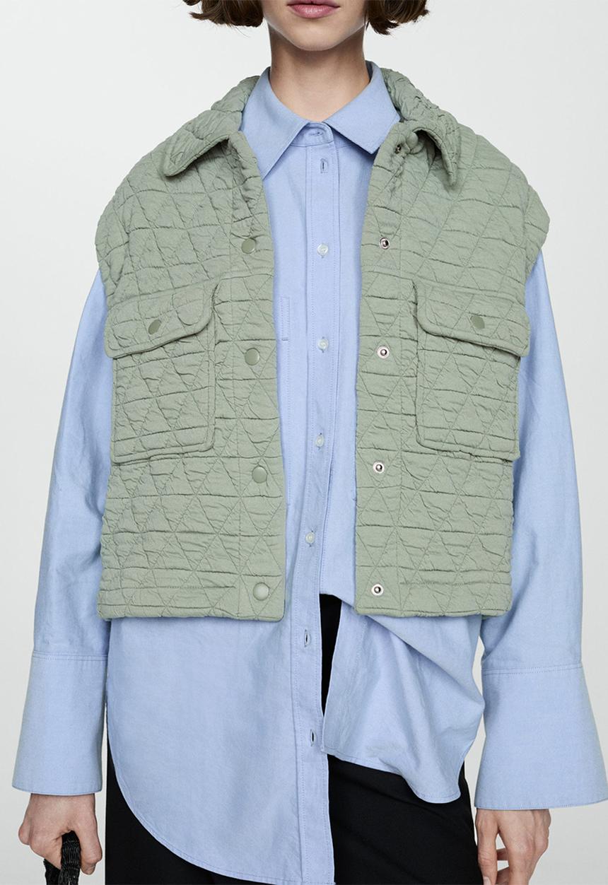 MANGO - Waistcoat limba - light/pastel green