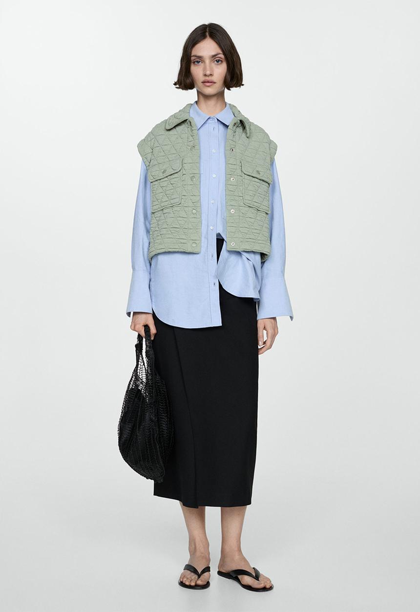 MANGO - Waistcoat limba - light/pastel green