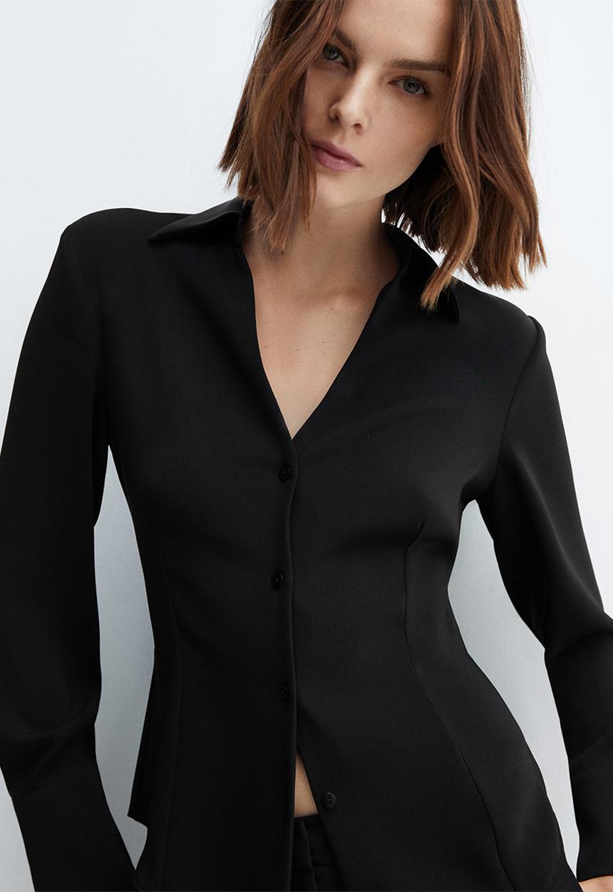 MANGO - Shirt ochi - black